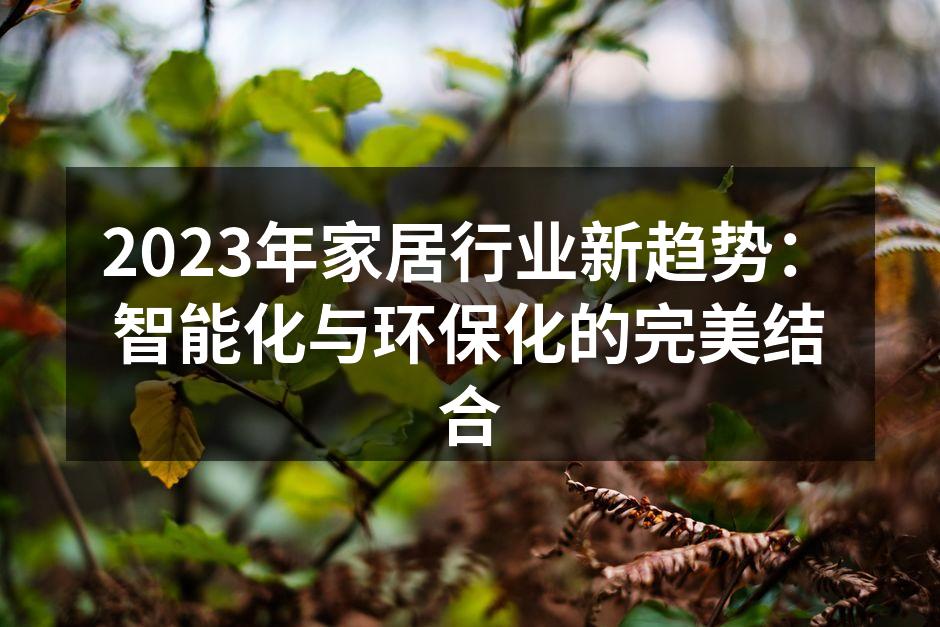 2023年家居行业新趋势：智能化与环保化的完美结合